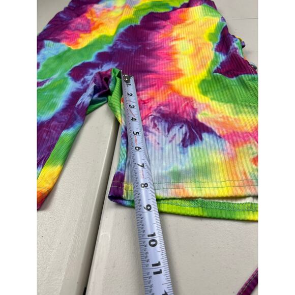 Women's XL Rainbow Tie Dye Sexy Halter Backless Deep V Neck Bodycon Rompers - Picture 5 of 10